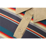 Men's T Shirt Summer Casual Tops Striped Short Sleeve Polo Shirt Men's Color Contrast Patchwork Half Sleeve Trendy Loose Half Sleeve