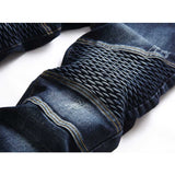 J Shaped Jeans Men's Motorcycle Men's Personality Pleated Slim Stretch Camouflage