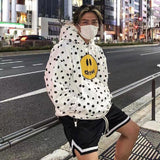 Justin Bieber Drew House Spring and Autumn Sweater Drew Polka Dot Smiley Printed Hip Hop Men's and Women's Casual Hooded Sweater