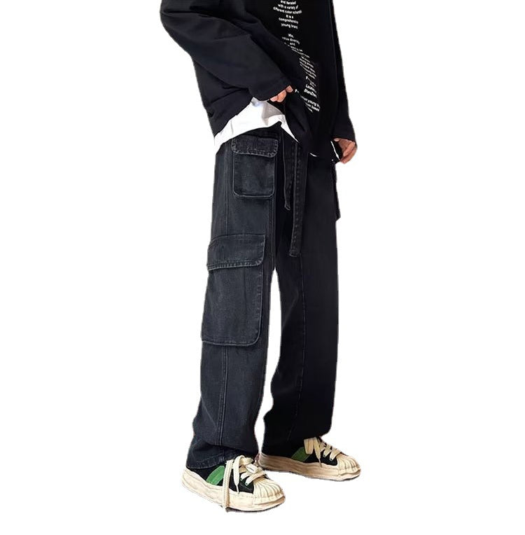 Men Cargo Pants Jeans Men's Spring and Autumn Straight-Leg Trousers Casual Pants