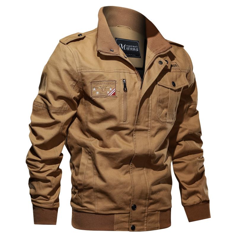 Men Fit Bomber Jacket Windbreaker Moto Street Coat Men's Clothing Spring Stand Collar Overalls plus Size Loose Casual Flight Jacket