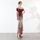 Sequin Evening Dress L Gradient Beaded Dress Wedding Banquet Party Dress