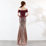 Sequin Evening Dress L Gradient Beaded Dress Wedding Banquet Party Dress