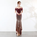 Sequin Evening Dress L Gradient Beaded Dress Wedding Banquet Party Dress