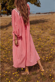 Beth Dutton Bohemian Winter Dress Midi Dresses Embroidered Dress Puff Sleeve Loose Vacation Long Dress