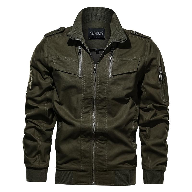 Men Fit Bomber Jacket Windbreaker Moto Street Coat Spring Men's Jacket Cotton Washed Overalls plus Size Loose Solid Color Coat Men