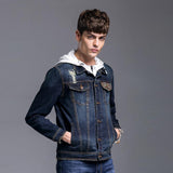 Cotton Solid Men's Denim Trucker Jacket Mens Spring Autumn Casual Slim Fit Bomber Jackets Men Jean Coat Mens Outwear Male Cotton Ripped