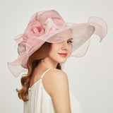 Kentucky Derby Hats Embroidery Broad-Brimmed Hat Spring and Summer Sun Hat