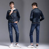 Cotton Solid Men's Denim Trucker Jacket Mens Spring Autumn Casual Slim Fit Bomber Jackets Men Jean Coat Mens Outwear Male Cotton Ripped