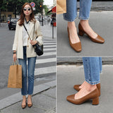 Nude Pumps Block Heel Vintage Mary Jane Shoes