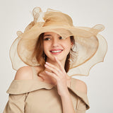 Kentucky Derby Hats Embroidery Broad-Brimmed Hat Spring and Summer Sun Hat