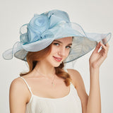Kentucky Derby Hats Embroidery Broad-Brimmed Hat Spring and Summer Sun Hat