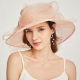 Kentucky Derby Hat Curling Embroidery Broad-Brimmed Hat