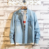 Denim Shirts Denim Long-Sleeved Shirt for Men Spring