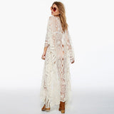 Beth Dutton Bohemian Dress Summer Spring Midi Dresses Lace Hollow Mesh Long Dress Beach Dress