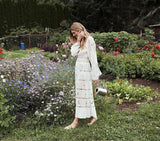 Women Dresses Vintage Embroidered Large Skirt Long Sleeve Dress