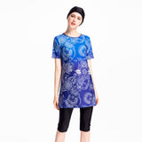 Burkini Muslim Swimwear Printed Short-Sleeved Swimsuit Conservative Cropped Swimsuit