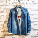 Denim Shirts Denim Long-Sleeved Shirt for Men Spring