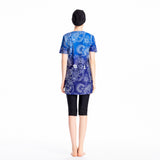 Burkini Muslim Swimwear Printed Short-Sleeved Swimsuit Conservative Cropped Swimsuit