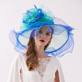 Kentucky Derby Hats Curling Embroidery Broad-Brimmed Hat