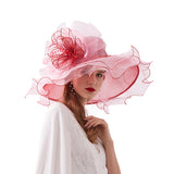Kentucky Derby Hats Curling Embroidery Broad-Brimmed Hat