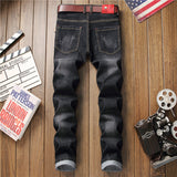 J Shaped Jeans New Men 'S Jeans Slim Fit Ripped Ankle-Tied Embroidered Patch Pattern Trendy Beggar Trousers