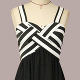 Women Plus Size Maxi Dresses Sleeveless Striped Cross Dress