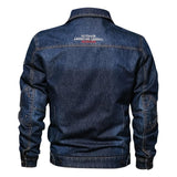 Men Fit Bomber Jacket Windbreaker Moto Street Coat Casual Men's Denim Jacket plus Size Multi-Pocket Turn-down Collar Coat