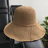 Straw Hat Extra Fine Raffia Hat Women 'S Hand-Woven Fisherman Basin Hat