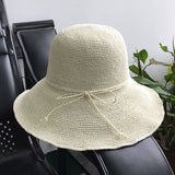 Straw Hat Extra Fine Raffia Hat Women 'S Hand-Woven Fisherman Basin Hat