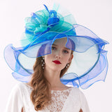 Kentucky Derby Hats Curling Embroidery Broad-Brimmed Hat