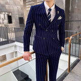 Double Brewed Seersucker Suit Casual Striped Suit for Men