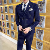 Double Brewed Seersucker Suit Casual Striped Suit for Men