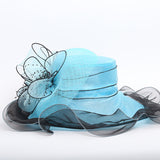 Kentucky Derby Hats Embroidery Flat Top off-the-Face-Hat Tulle Ventilation Cap