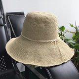Straw Hat Extra Fine Raffia Hat Women 'S Hand-Woven Fisherman Basin Hat