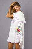 Women Dress Bohemian Embroidered off-Shoulder Flower Fashion Dress Shirt Dress