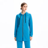 Burkini Muslim Swimwear Solid Color Hooded Zipper Pocket Loose Casual Sportswear