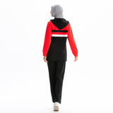 Burkini Muslim Swimwear Color Matching Zipper Drawstring Pocket Hooded Loose Leisure Sports Sweatshirt