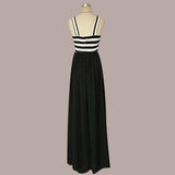Women Plus Size Maxi Dresses Sleeveless Striped Cross Dress