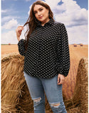 Women Plus Size Tops Polka Dot Loose Casual Shirt