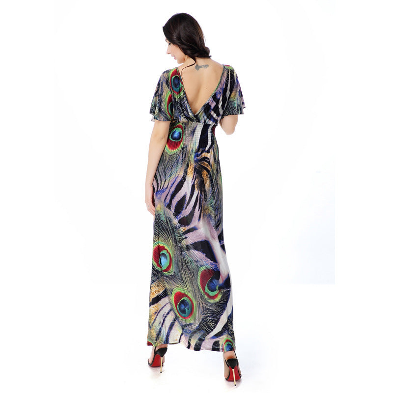 Women Plus Size Maxi Dresses Slimming Printed Summer Long Dress
