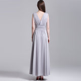 Women Plus Size Maxi Dresses Tight Waist V-neck Sleeveless Sexy Backless Dress