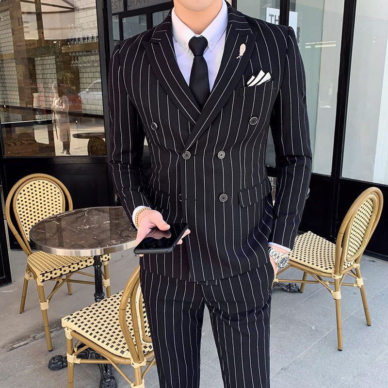Double Brewed Seersucker Suit Casual Striped Suit for Men