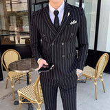 Double Brewed Seersucker Suit Casual Striped Suit for Men