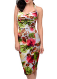 Women Plus Size Midi Dresses Sleeveless Sexy Tube Top Printed Slim Dress