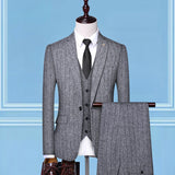 Seersucker Suit Men's Striped Suit Three-Piece Suit