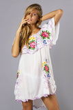 Women Dress Bohemian Embroidered off-Shoulder Flower Fashion Dress Shirt Dress