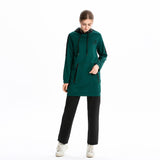 Burkini Muslim Swimwear Stitching Hooded Pullover Pocket Loose Drawstring Long Sleeve Leisure Sports Sweater