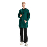 Burkini Muslim Swimwear Stitching Hooded Pullover Pocket Loose Drawstring Long Sleeve Leisure Sports Sweater