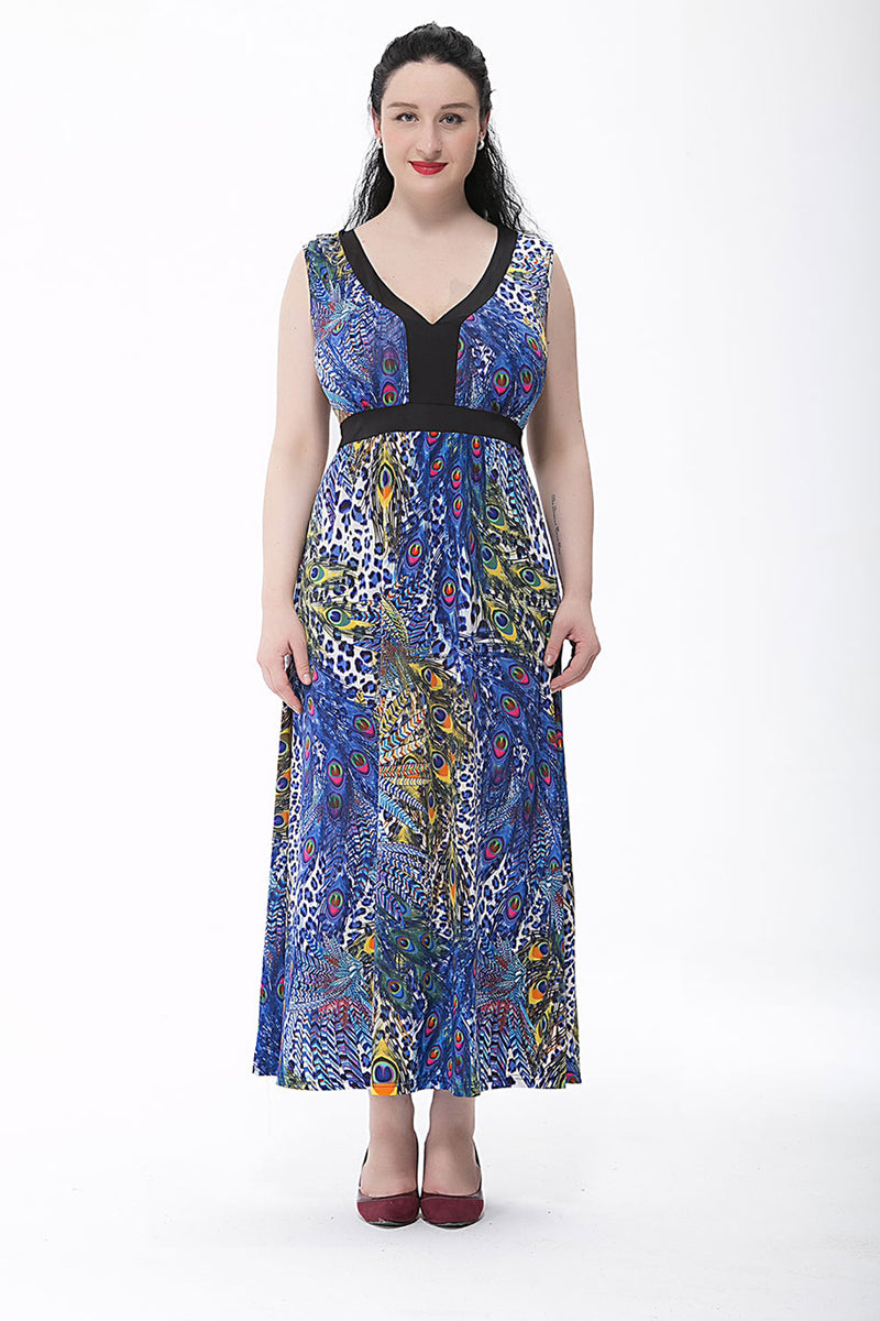Women Plus Size Maxi Dresses Summer Sleeveless Bohemian Dress